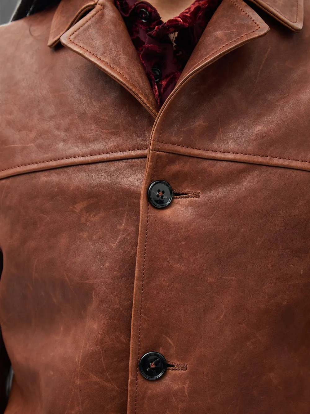 Ann Demeulemeester Pareli leren jack Bruin