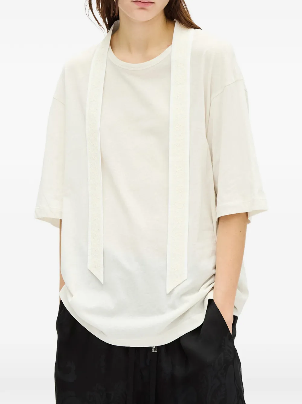 Ann Demeulemeester lace-trim jersey T-shirt