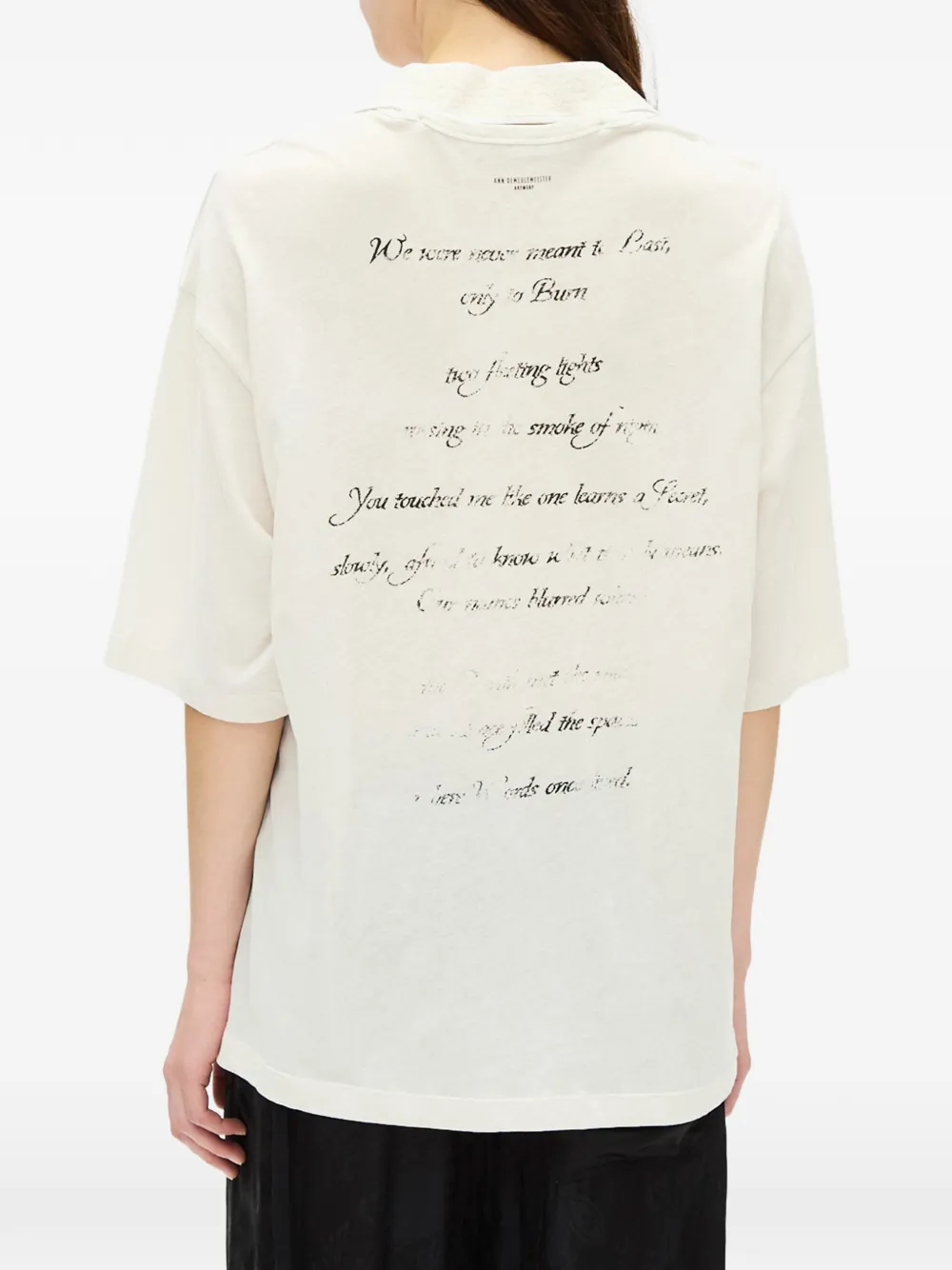 Ann Demeulemeester Jersey T-shirt met kanten afwerking Beige
