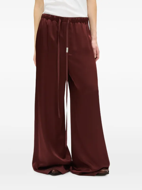 Ann Demeulemeester Nevi Satin Drawstring Trousers in Red