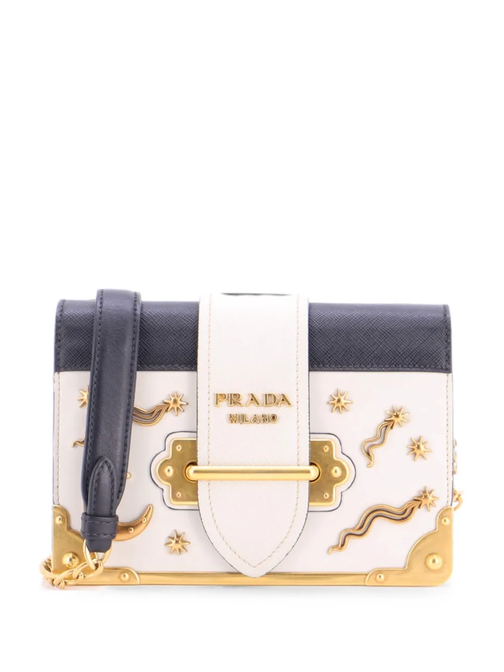 Prada Pre-Owned Borsa a tracolla Cahier piccola in pelle con decorazione - Bianco