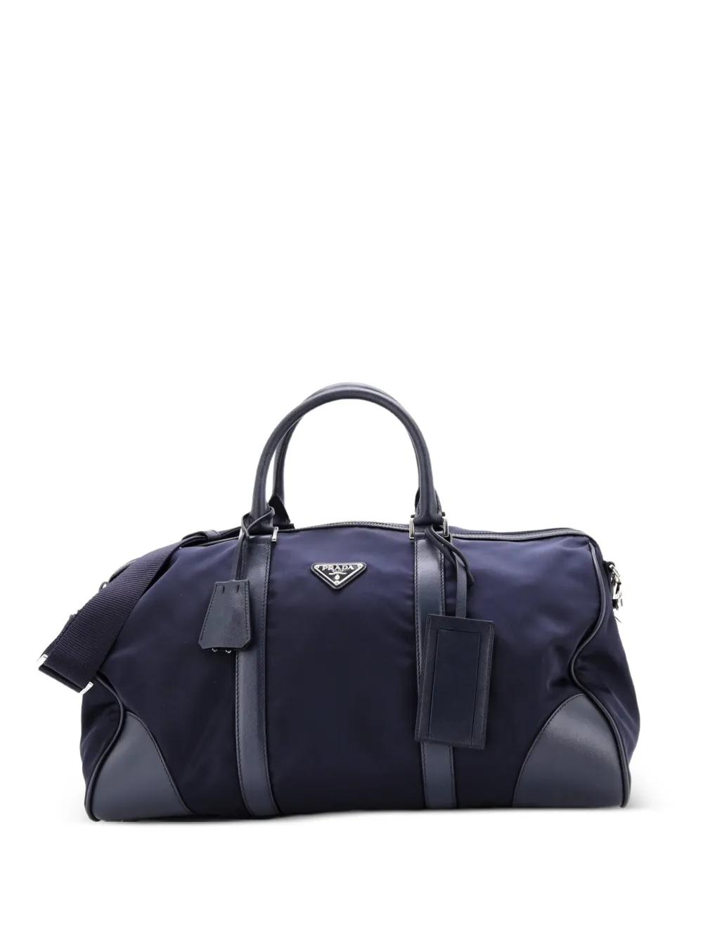 Prada Pre-Owned Wandelbare Reisetasche aus Tessuto mit Saffiano-Leder - Blau
