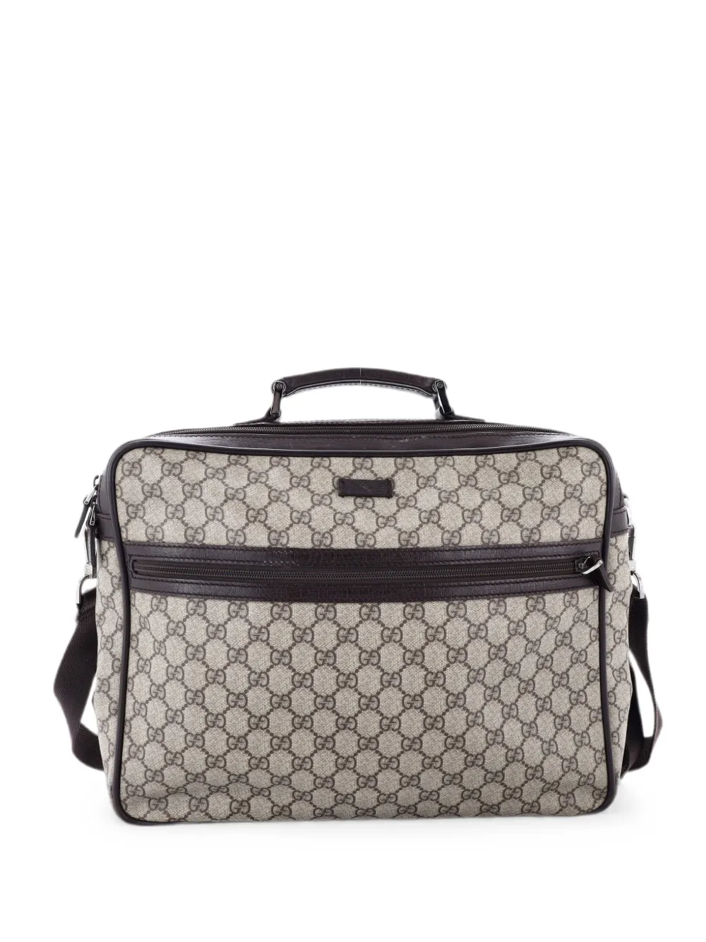 Gucci Pre-Owned Borsa a tracolla GG grande in tela cerata con zip - Marrone