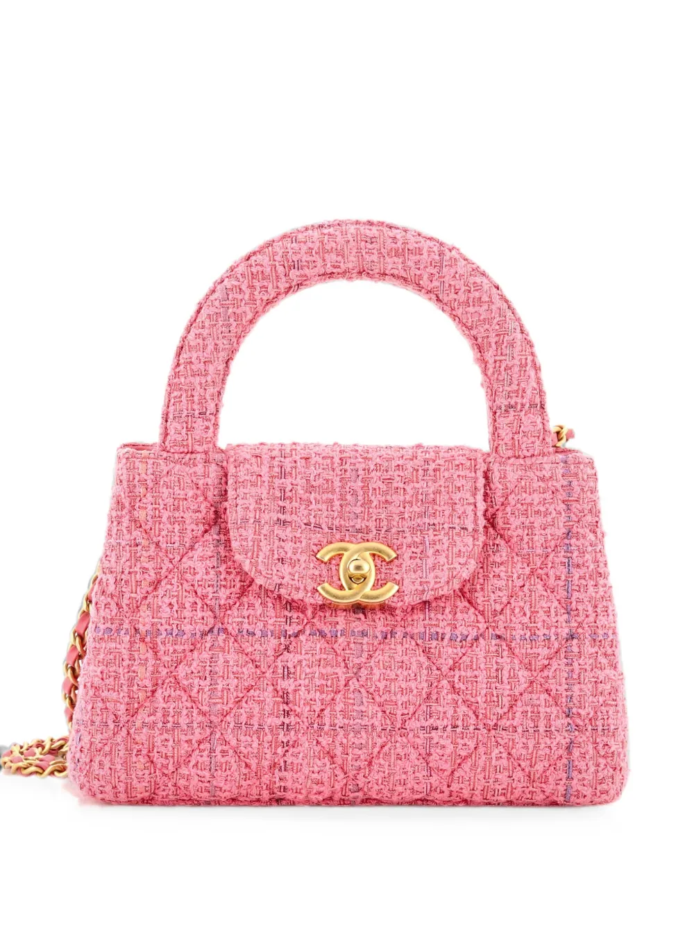 CHANEL Pre-Owned Borsa a tracolla Kelly mini in tweed - Rosa