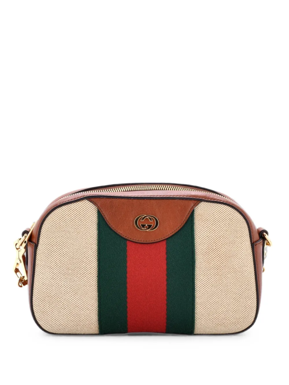 Gucci Pre-Owned Borsa a tracolla in tela con decorazione Web - Marrone