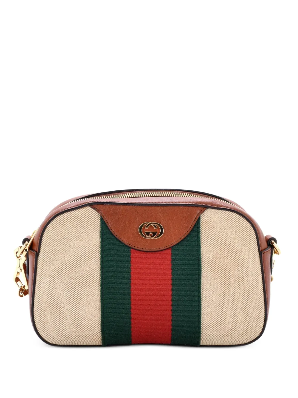Gucci Pre-Owned Borsa a tracolla in tela con decorazione Web - Marrone