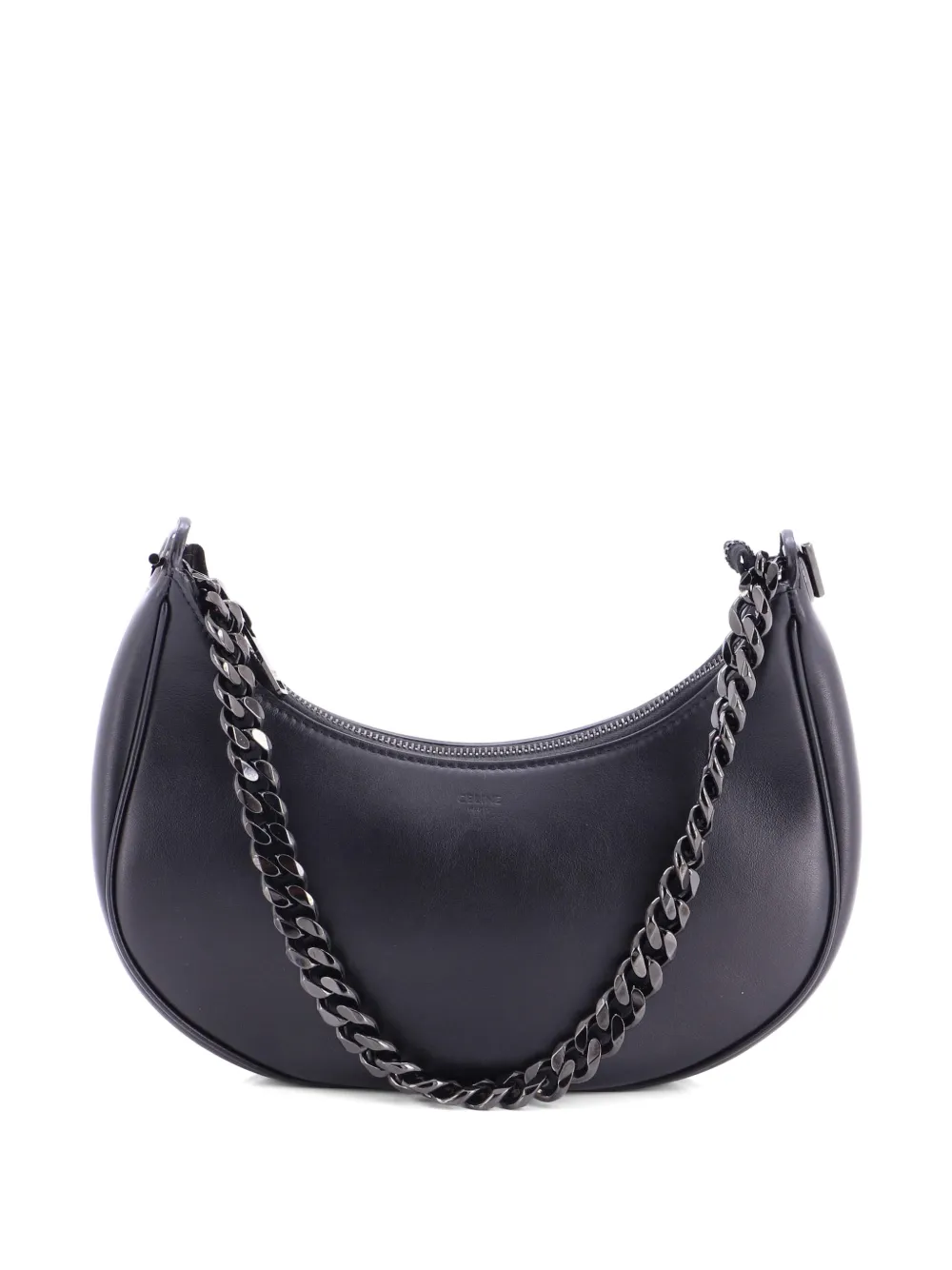 Celine Pre-Owned Ava Chain Bag Leather Medium hobo bag - Black
