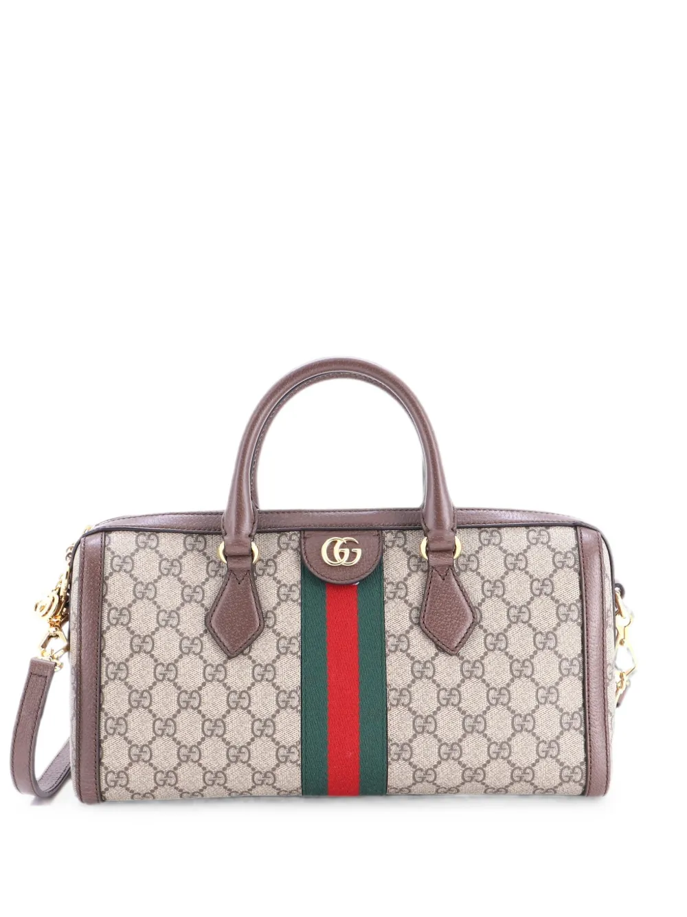 Gucci Pre-Owned Borsa a tracolla Ophidia media in tela cerata GG - Marrone