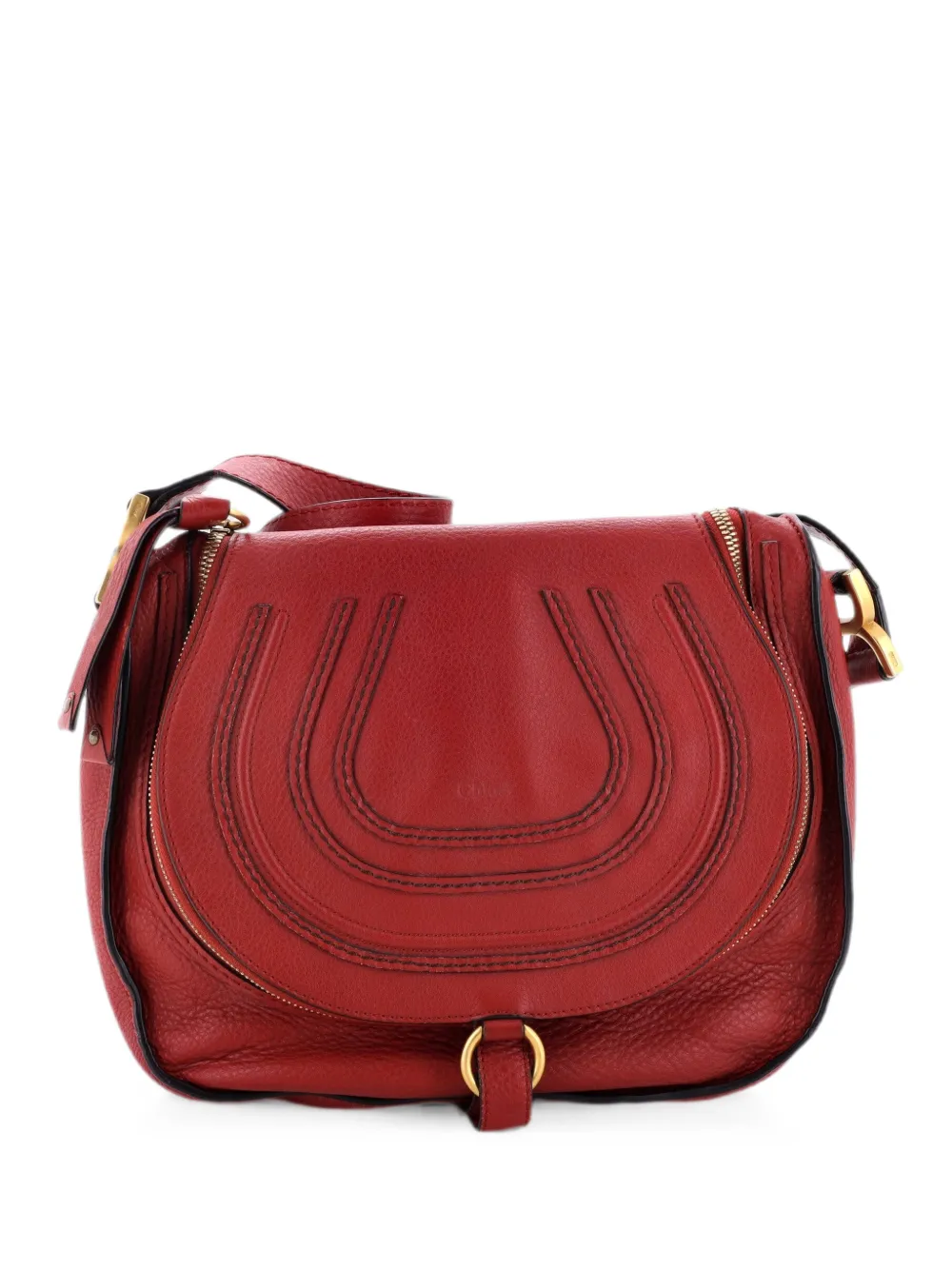 Pre-owned Chloé Marcie Zip Crossbody Bag Leather Medium Shoulder Bag In Red
