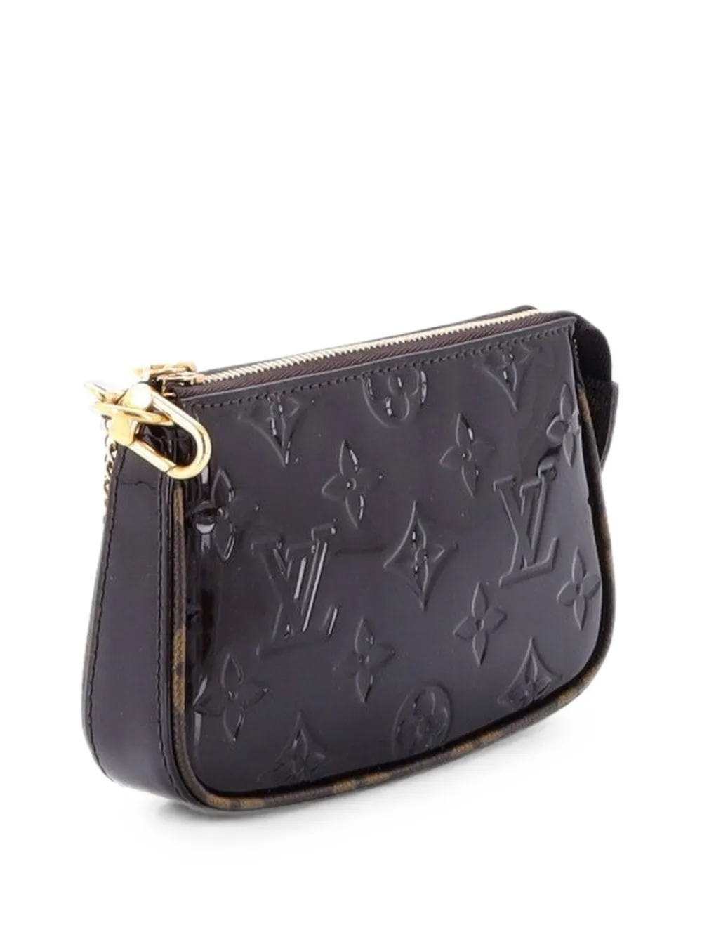 Louis Vuitton Pre-Owned Clutch Pochette Accessoires mini in pelle Vernis e tela con monogramma - Marrone