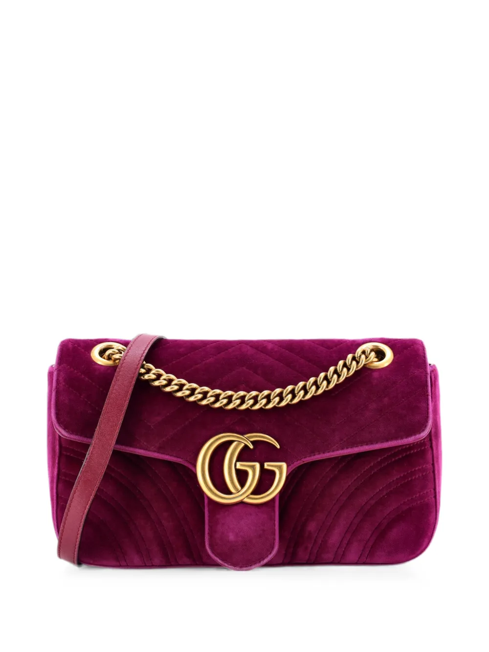 Gucci Pre-Owned Borsa a spalla GG Marmont piccola in velluto matelassé - Viola