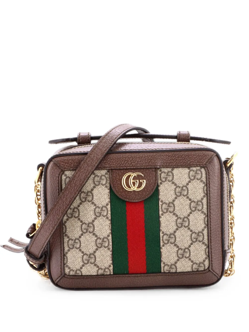 Gucci Pre-Owned Borsa a spalla Ophidia mini in tela cerata GG con zip - Marrone