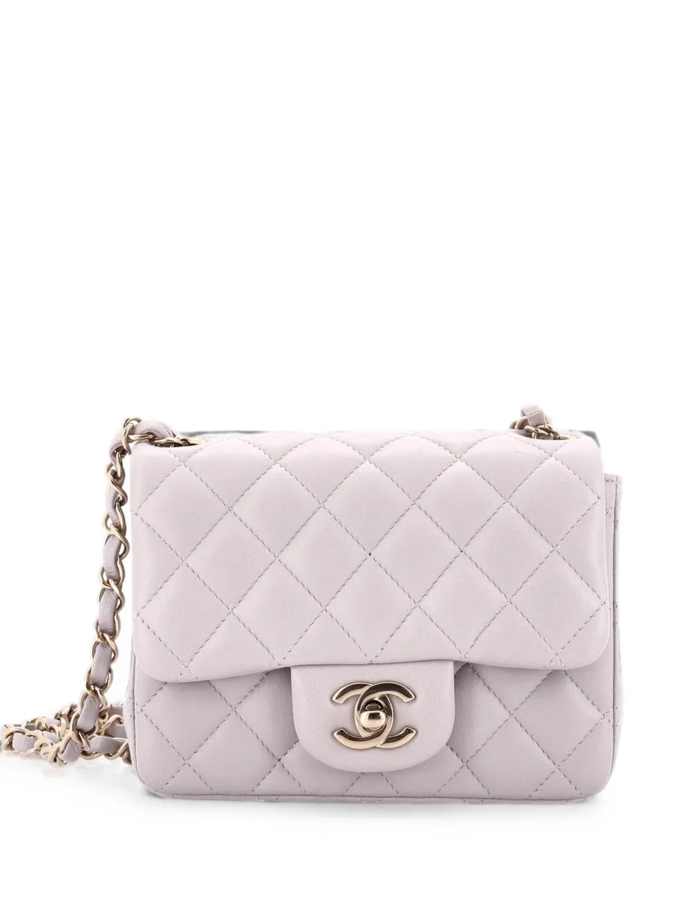 CHANEL Pre-Owned Borsa a tracolla Classic Single Flap mini in pelle di agnello trapuntata - Grigio