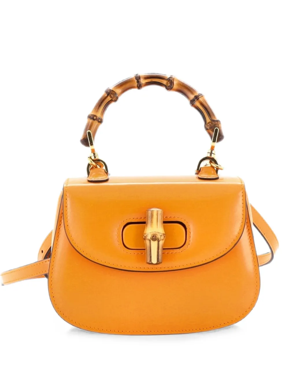 Gucci Pre-Owned Borsa a spalla Bamboo 1947 mini in pelle con manico - Arancione