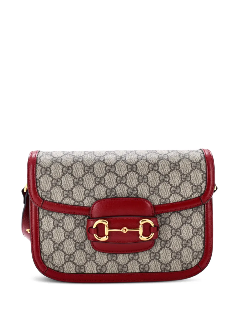 Gucci Pre-Owned Borsa a tracolla Horsebit 1955 piccola in tela cerata GG e pelle - Rosso