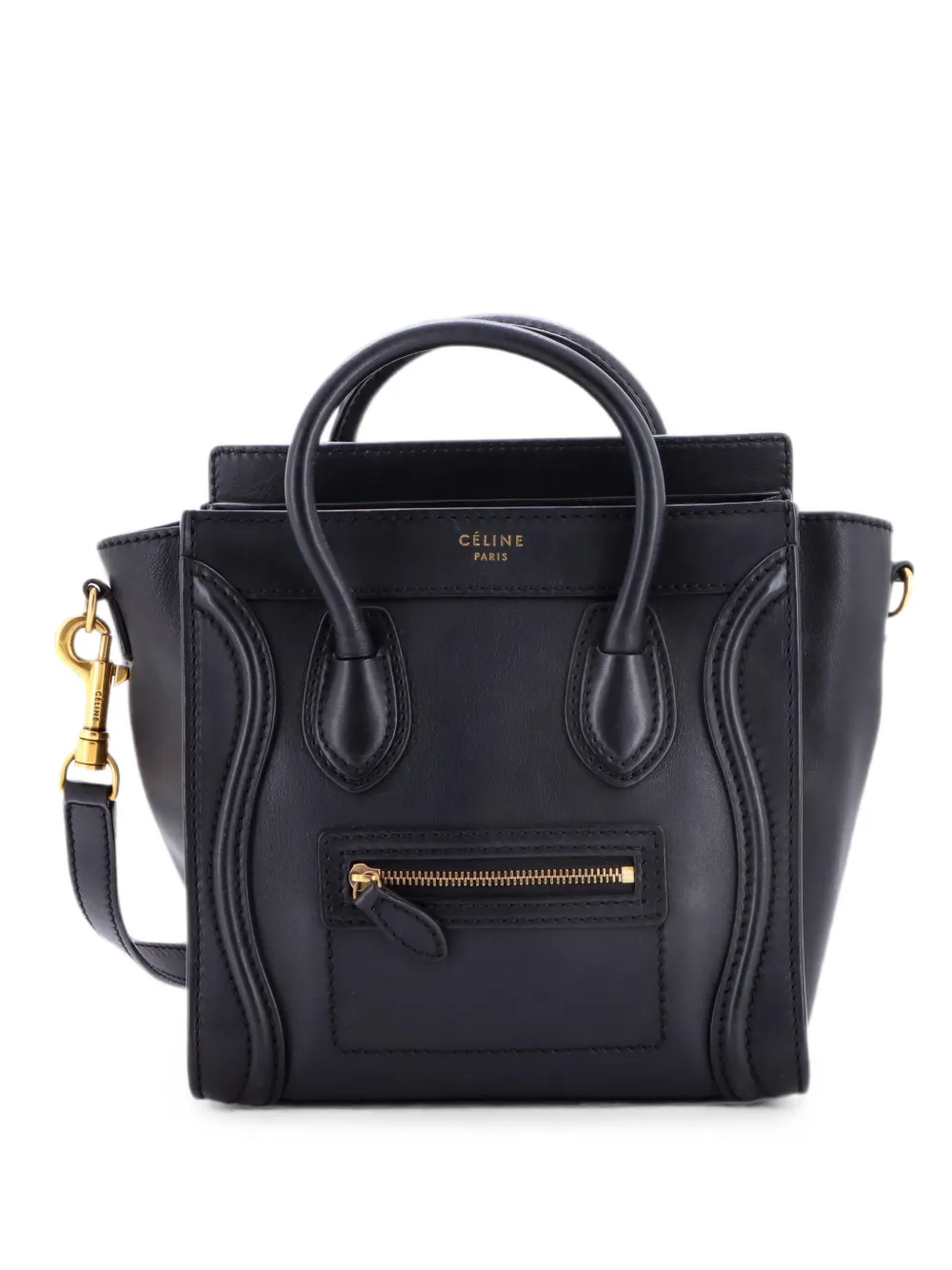 Celine Pre-Owned Borsa a tracolla Luggage nano in pelle liscia - Nero