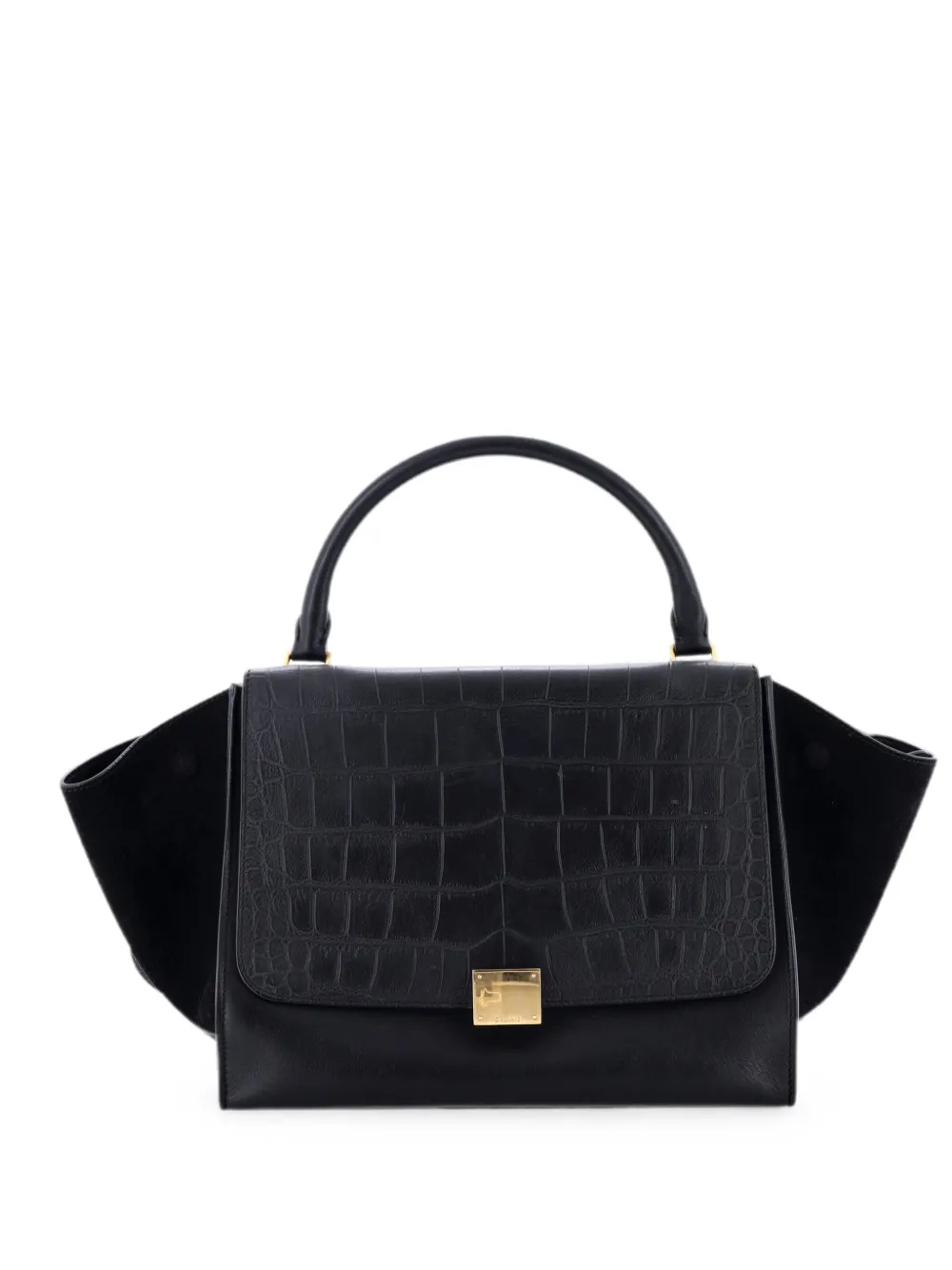 Celine Pre-Owned Borsa a tracolla Trapeze media in pelle effetto coccodrillo - Nero