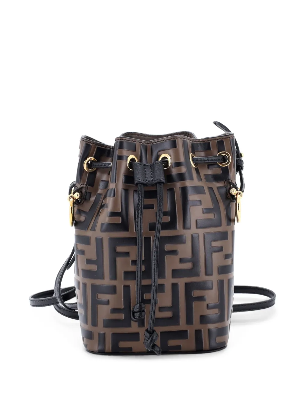 Fendi Pre-Owned Borsa a secchiello Mon Tresor mini in pelle goffrata con motivo Zucca - Marrone