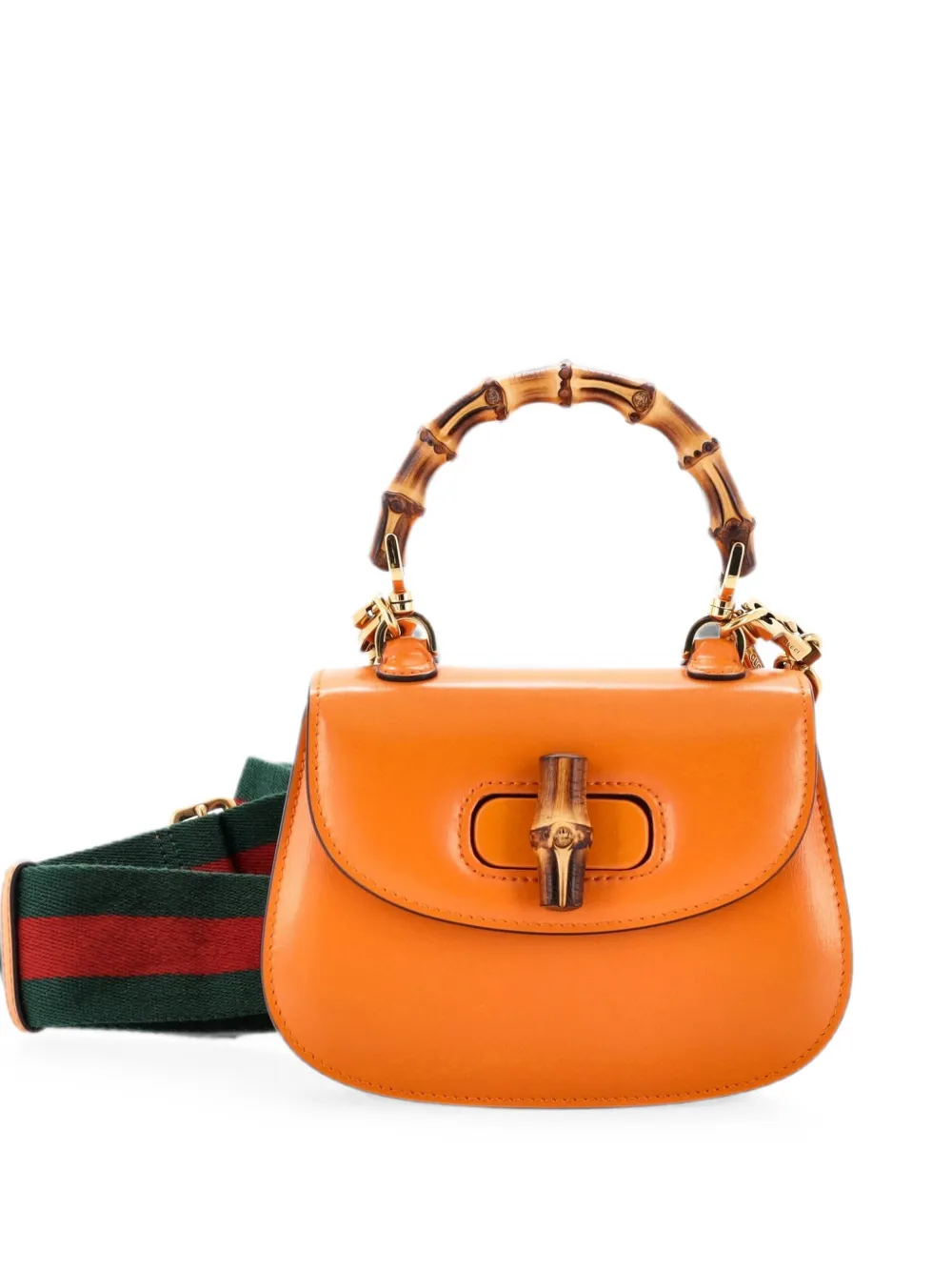 Gucci Pre-Owned Borsa a spalla Bamboo 1947 mini in pelle con manico - Arancione