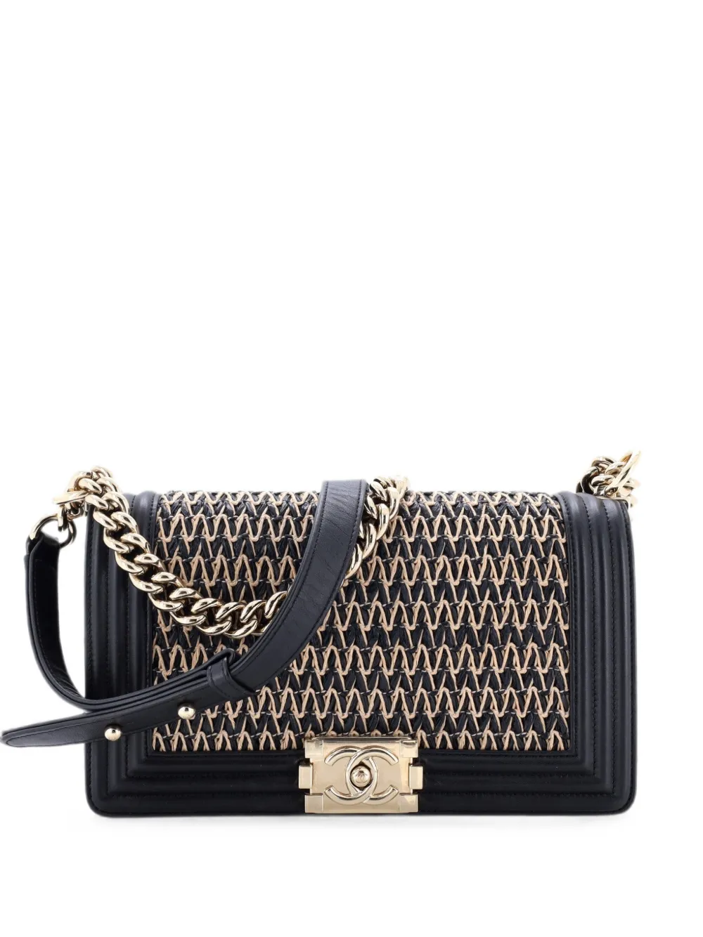 CHANEL Pre-Owned Borsa a spalla Boy Flap in pelle e chevron con motivo chevron - Nero
