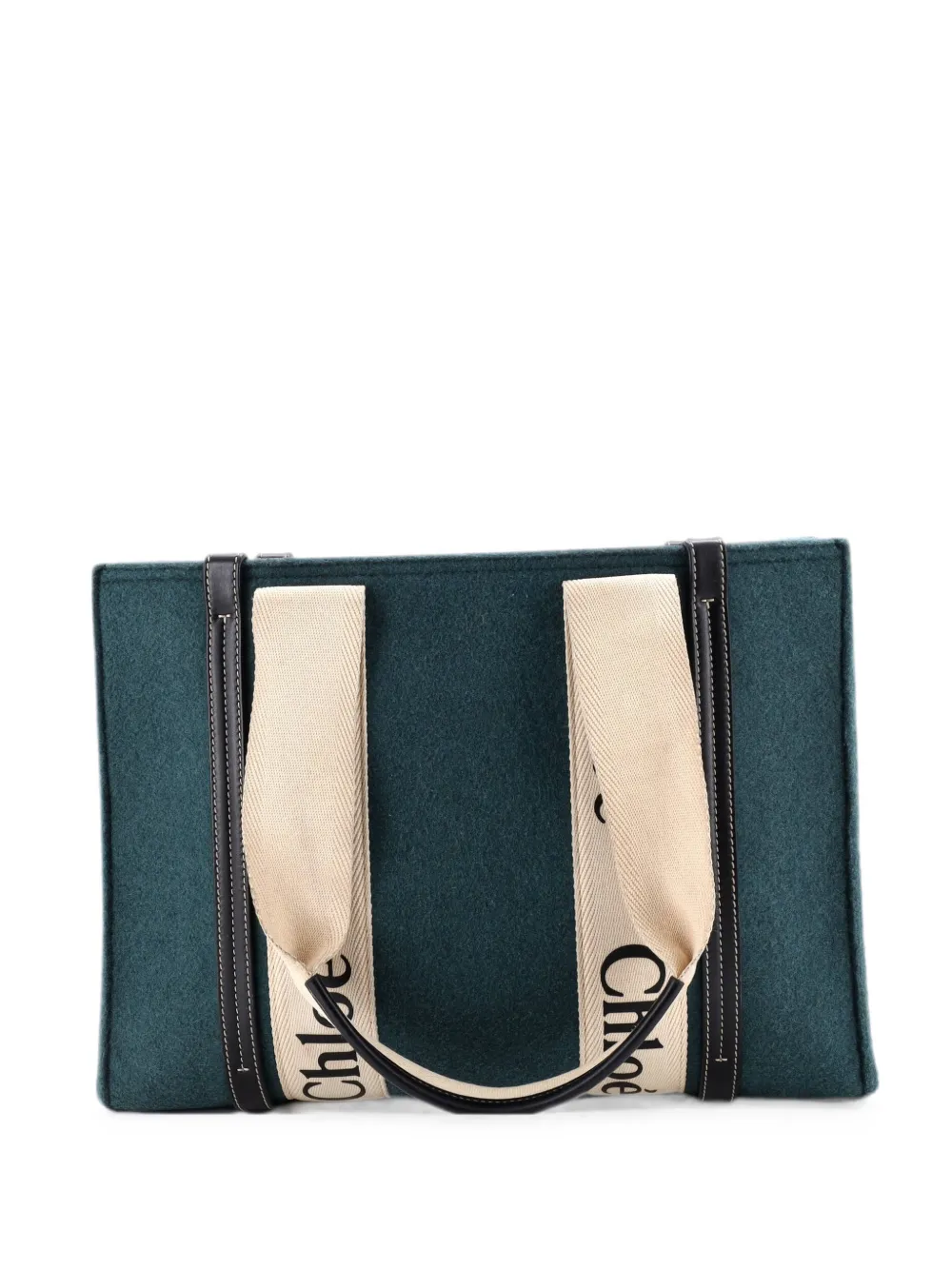 Chloé Pre-Owned Borsa tote Woody grande in pelle, tela e feltro riciclato - Blu