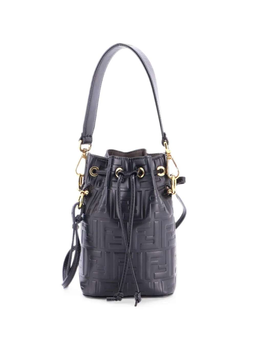 Fendi Pre-Owned Borsa a secchiello Mon Tresor mini in pelle goffrata con motivo Zucca - Nero