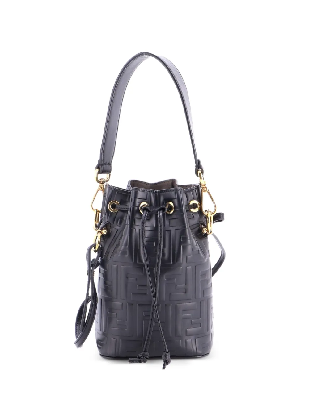 Fendi Pre-Owned Mon Tresor Zucca Embossed Leather Mini bucket bag - Black