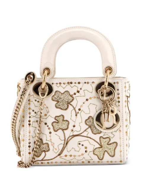 Christian Dior Pre-Owned Lady Dior Chain Bag Embroidered Calfskin Mini satchel