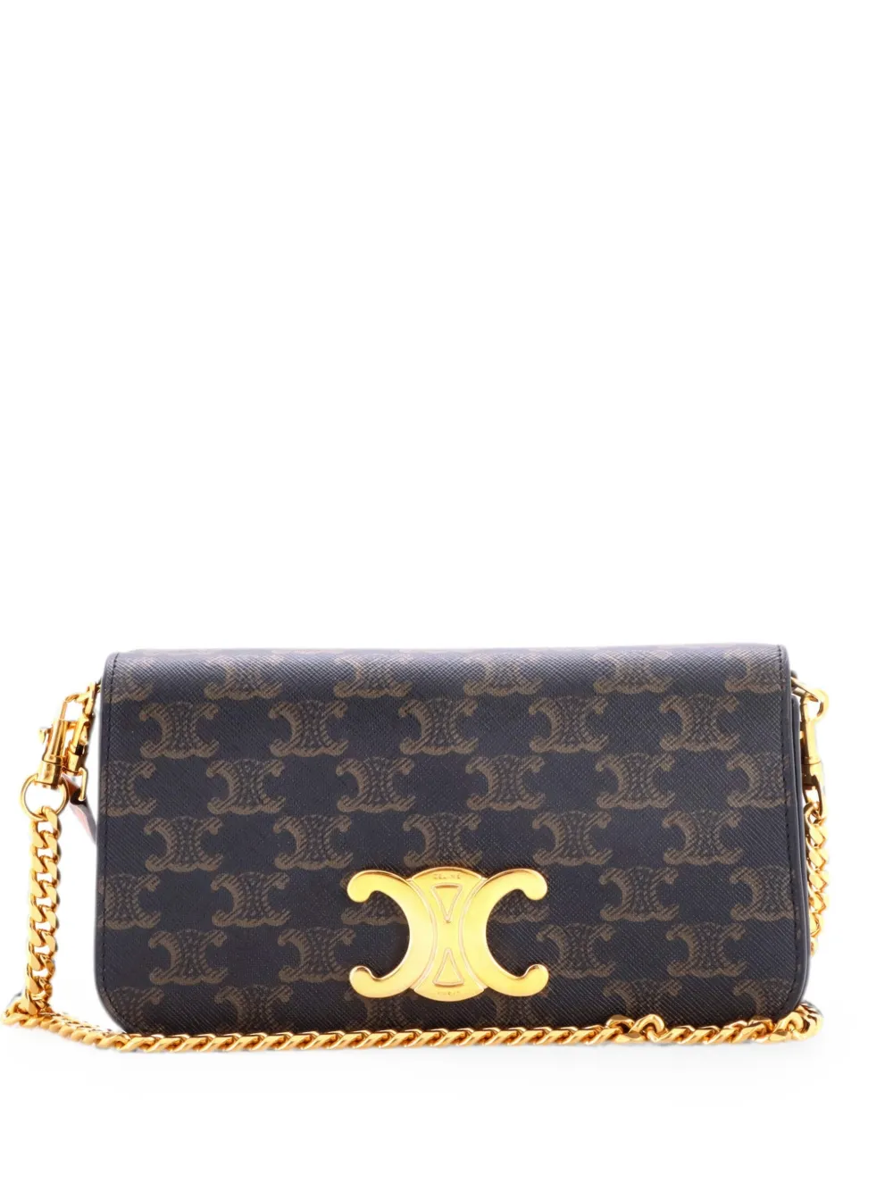 Celine Pre-Owned Borsa a tracolla Triomphe Multipochette in tela cerata con battente - Marrone
