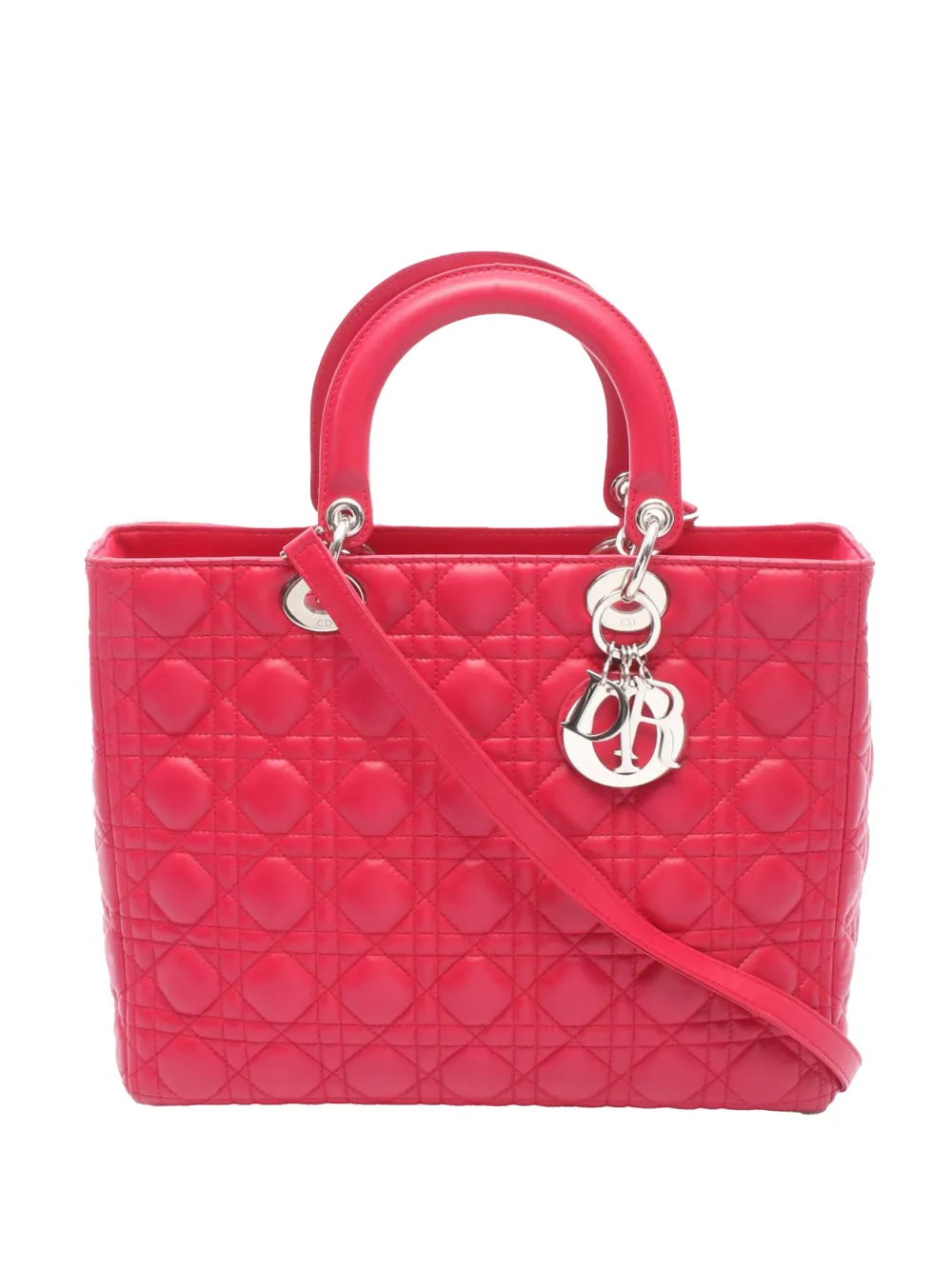 Christian Dior Pre-Owned 2011-2014 Large Lambskin Cannage Lady Dior satchel - Pink