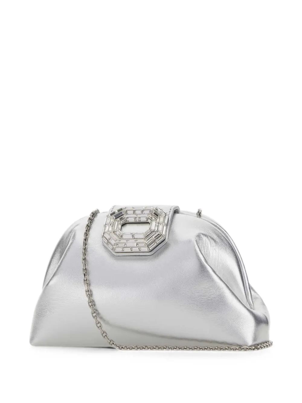 Amina Muaddi Camelia Crystal-embellished Clutch Bag in Silver, view 3