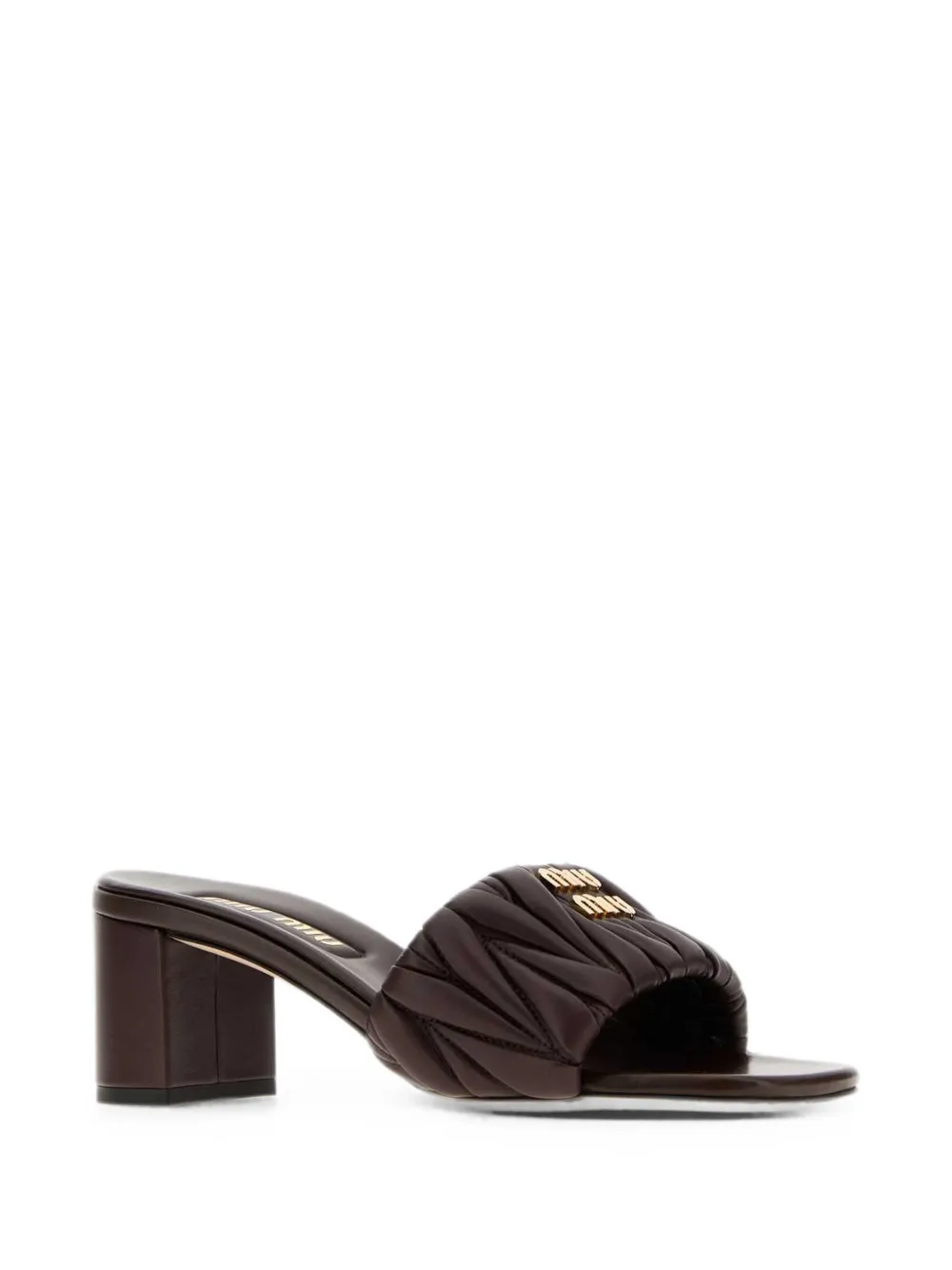 Miu Matelassé leather mules Bruin