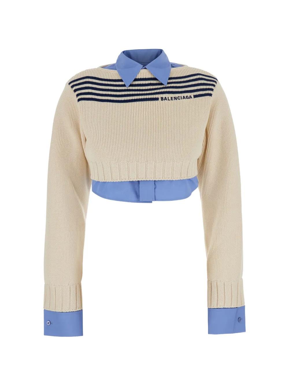 Balenciaga Gestreifter Pullover im Layering-Look - Nude