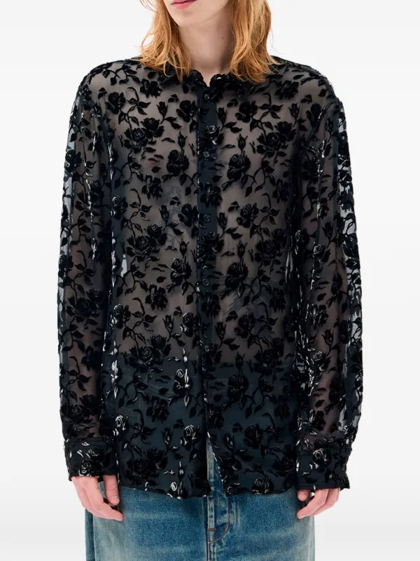 Ann Demeulemeester Andre Floral-devoré Shirt in Black