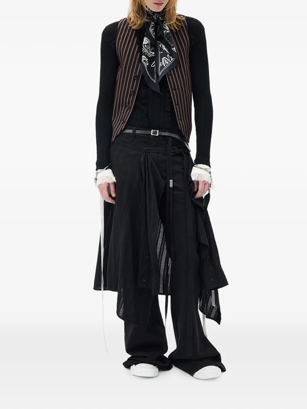 Ann Demeulemeester Kaare gilet met krijtstreep Zwart