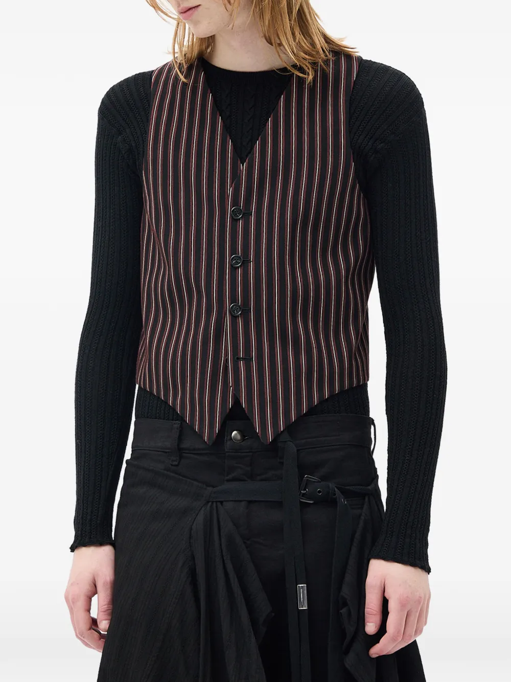 Ann Demeulemeester Kaare pinstripe-pattern waistcoat - Nero