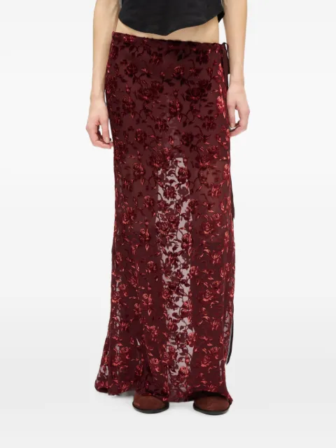 Ann Demeulemeester falda larga Roses Devoré