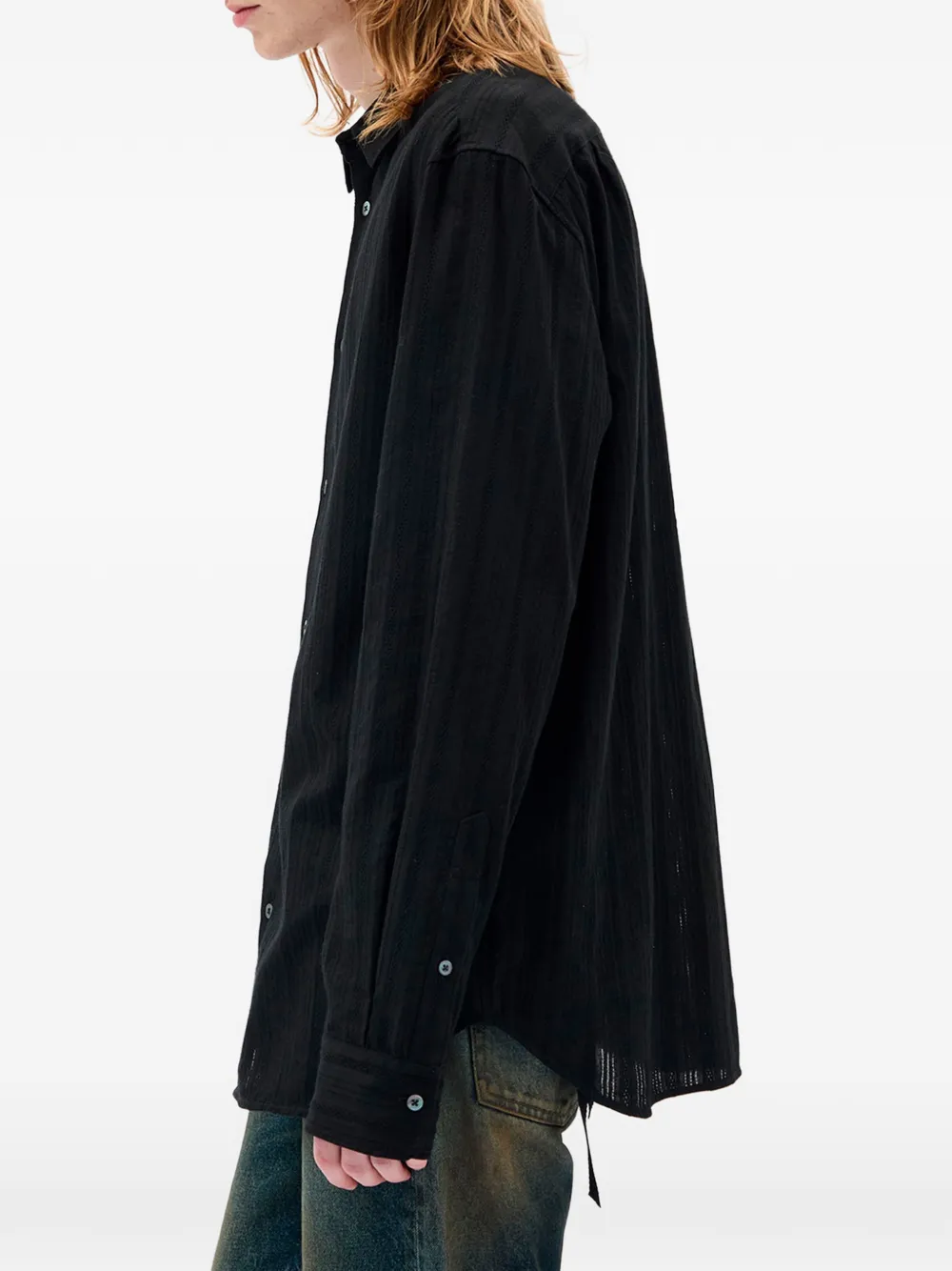 Ann Demeulemeester Andre overhemd met verticale streep Zwart