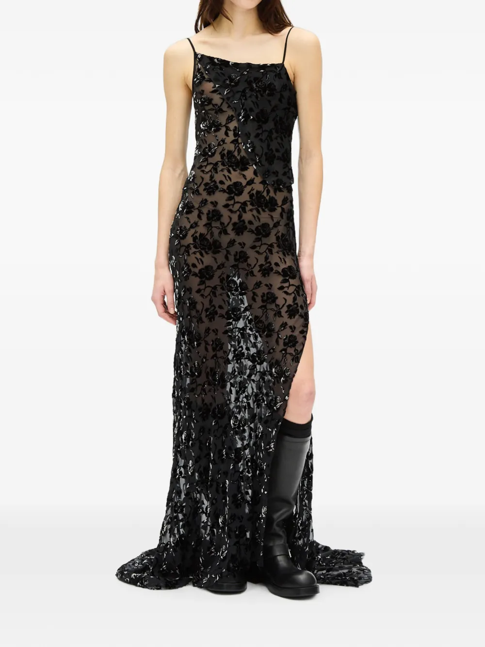 Ann Demeulemeester Aaricia floral-devoré maxi dress - Black