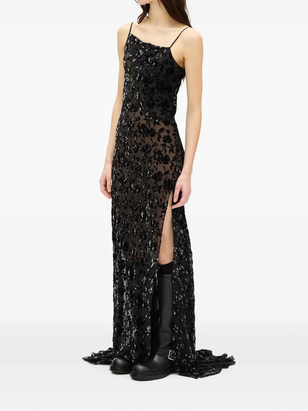 Ann Demeulemeester Aaricia maxi-jurk met bloemen-devoré Zwart