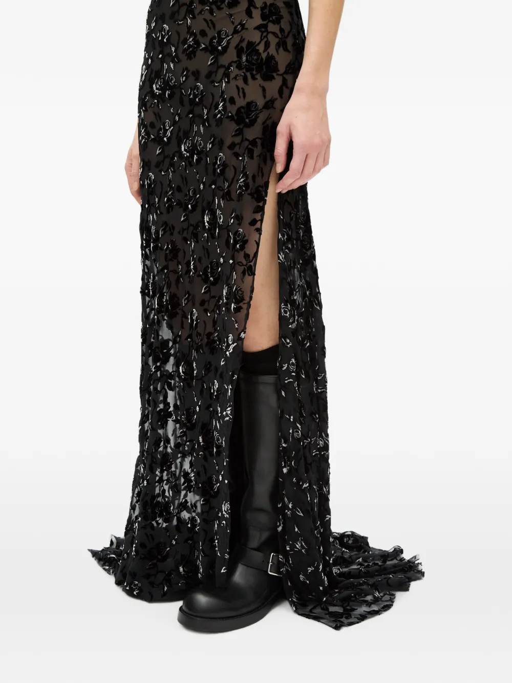Ann Demeulemeester Aaricia maxi-jurk met bloemen-devoré Zwart