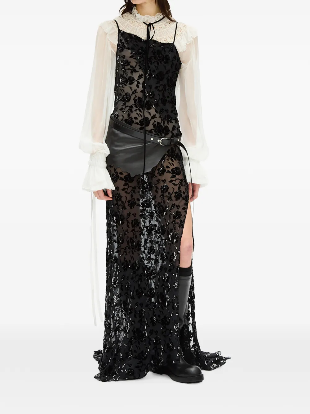 Ann Demeulemeester Aaricia maxi-jurk met bloemen-devoré Zwart