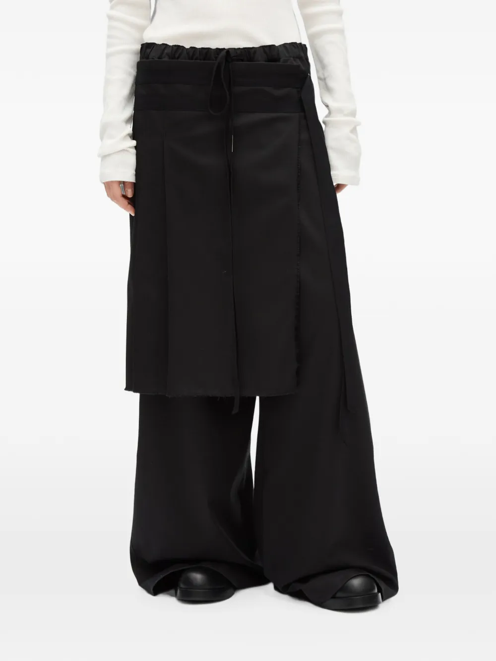 Ann Demeulemeester Marke apron-detail drawstring trousers - Nero