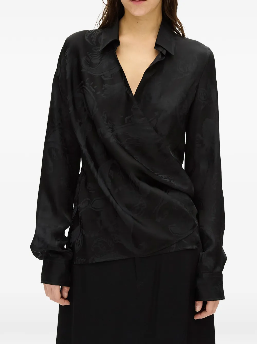 Ann Demeulemeester Alba paisley-jacquard wrap shirt