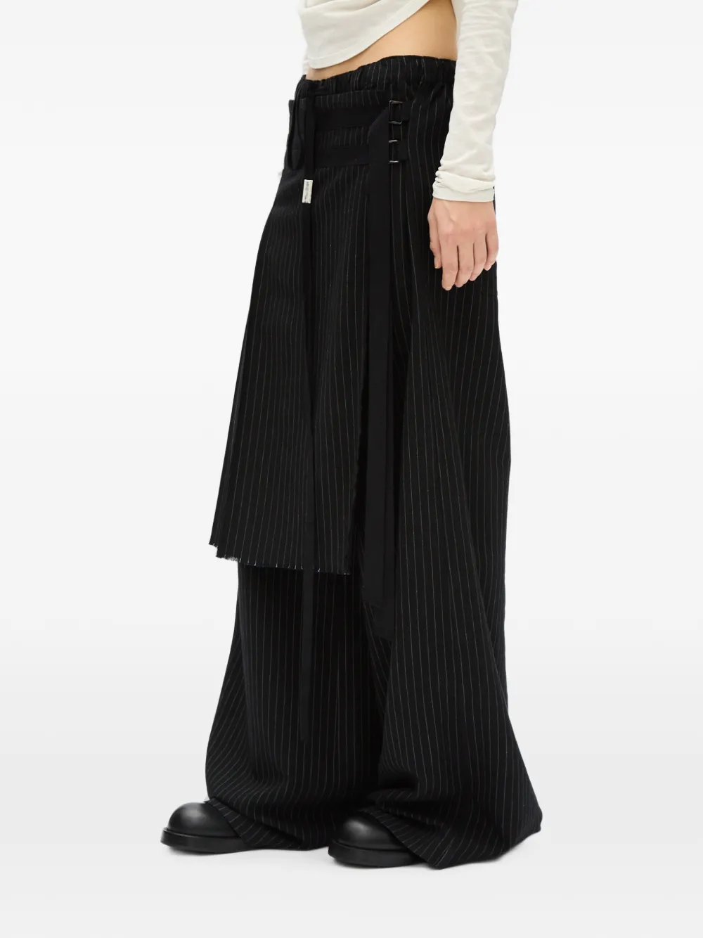 Ann Demeulemeester Marke gelaagde broek met krijtstreep Zwart