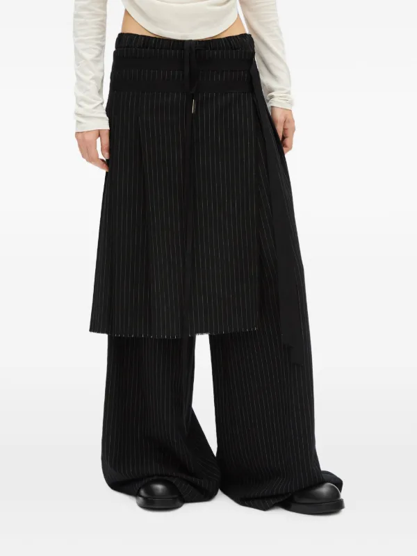 Ann Demeulemeester Marke Chalk-stripe Layered Trousers in Black