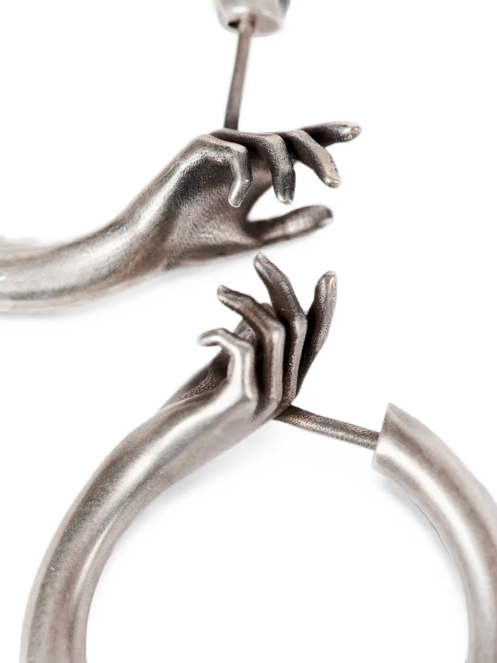 Ann Demeulemeester Cajsa Hand-motif Hoop Earrings in Silver, view 2