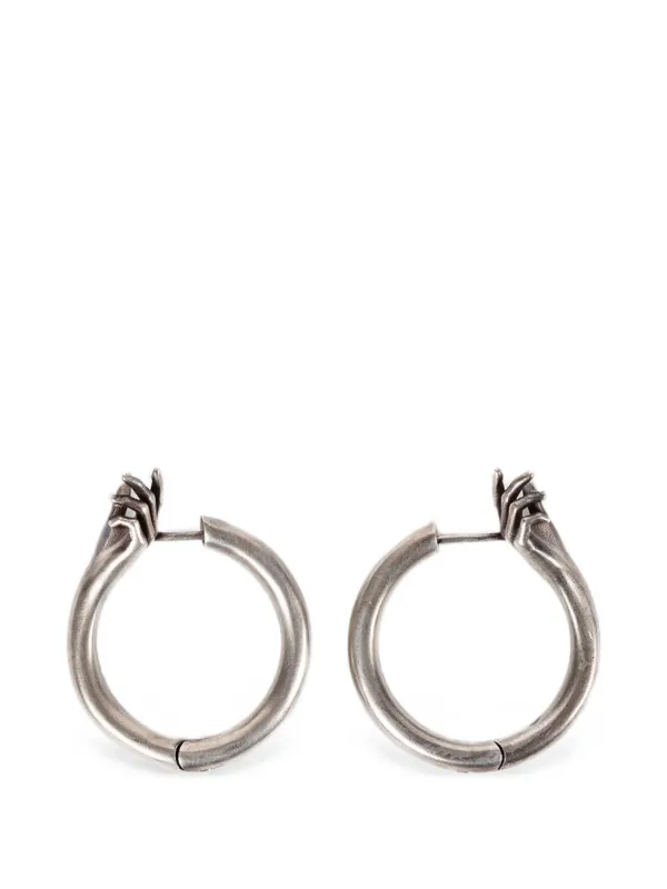 Ann Demeulemeester Cajsa Hand-motif Hoop Earrings in Silver