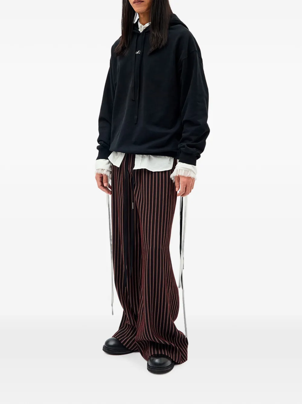 Ann Demeulemeester Bardi hoodie met geborduurd logo en trekkoord Zwart