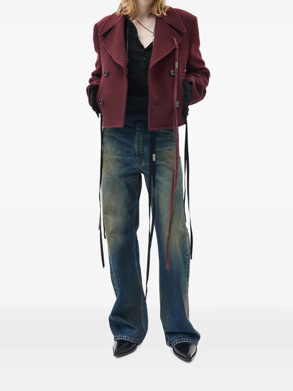 Ann Demeulemeester Jeans met kanten detail en stonewashed-effect Blauw